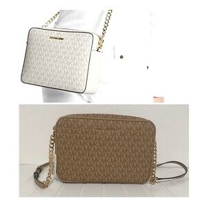 Michael Kors  Logo Jet Set Ballet MD Camera Bag Camel and Brown NWT